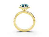 Yellow gold Heart Cut Blue Topaz Halo Ring with Round Split Shank and Prong Setting_51