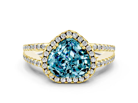 Yellow gold Heart Cut Blue Topaz Halo Split Shank Engagement Ring_12