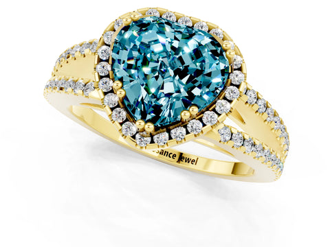 Yellow gold Heart Cut Blue Topaz Halo Split Shank Engagement Ring_13