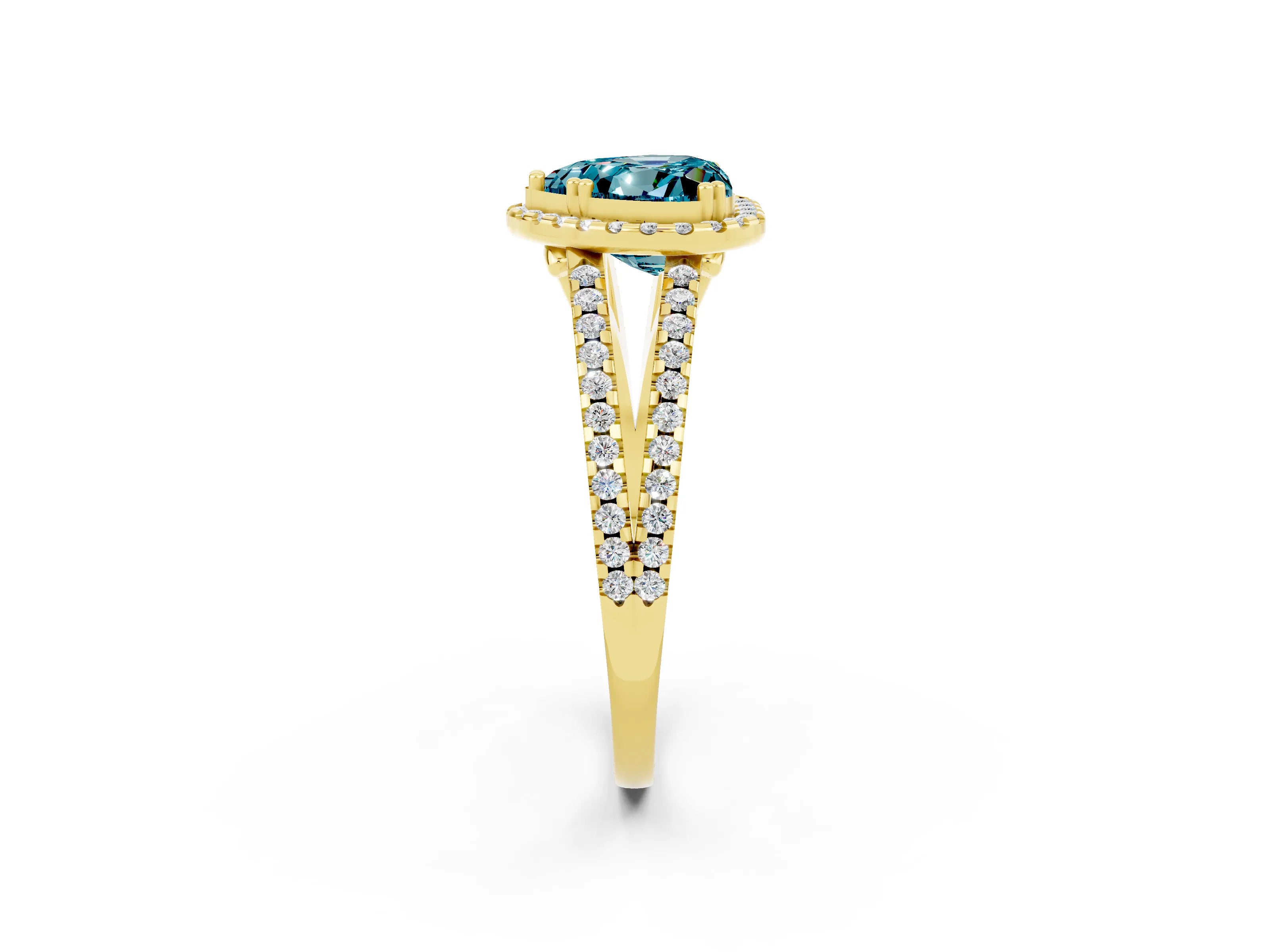 Yellow gold Heart Cut Blue Topaz Halo Split Shank Engagement Ring_14