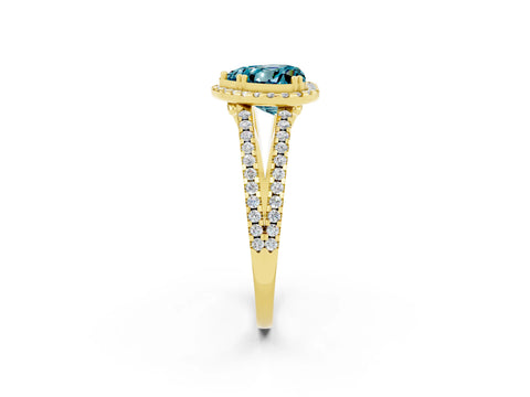 Yellow gold Heart Cut Blue Topaz Halo Split Shank Engagement Ring_14