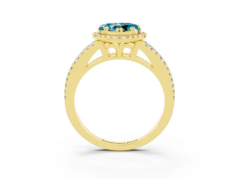 Yellow gold Heart Cut Blue Topaz Halo Split Shank Engagement Ring_15