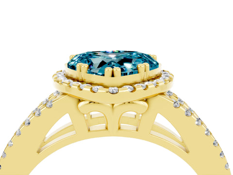 Yellow gold Heart Cut Blue Topaz Halo Split Shank Engagement Ring_16