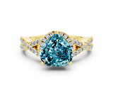 Yellow gold Heart Cut Blue Topaz  Halo Twist Band Solitaire Prong Setting Ring_24