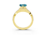 Yellow gold Heart Cut Blue Topaz  Halo Twist Band Solitaire Prong Setting Ring_27
