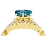 Yellow gold Heart Cut Blue Topaz  Halo Twist Band Solitaire Prong Setting Ring_28
