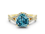 Yellow gold Heart Cut Blue Topaz  Halo Twist Band Solitaire Prong Setting Ring_42