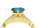 Yellow gold Heart Cut Blue Topaz  Halo Twist Band Solitaire Prong Setting Ring_46