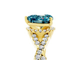 Yellow gold Heart Cut Blue Topaz  Halo Twist Band Solitaire Prong Setting Ring_47