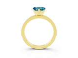 Yellow gold Heart Cut Blue Topaz Milgrain Pavé Engagement Ring with Four-Prong Setting_15