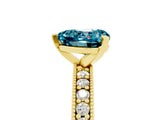 Yellow gold Heart Cut Blue Topaz Milgrain Pavé Engagement Ring with Four-Prong Setting_17