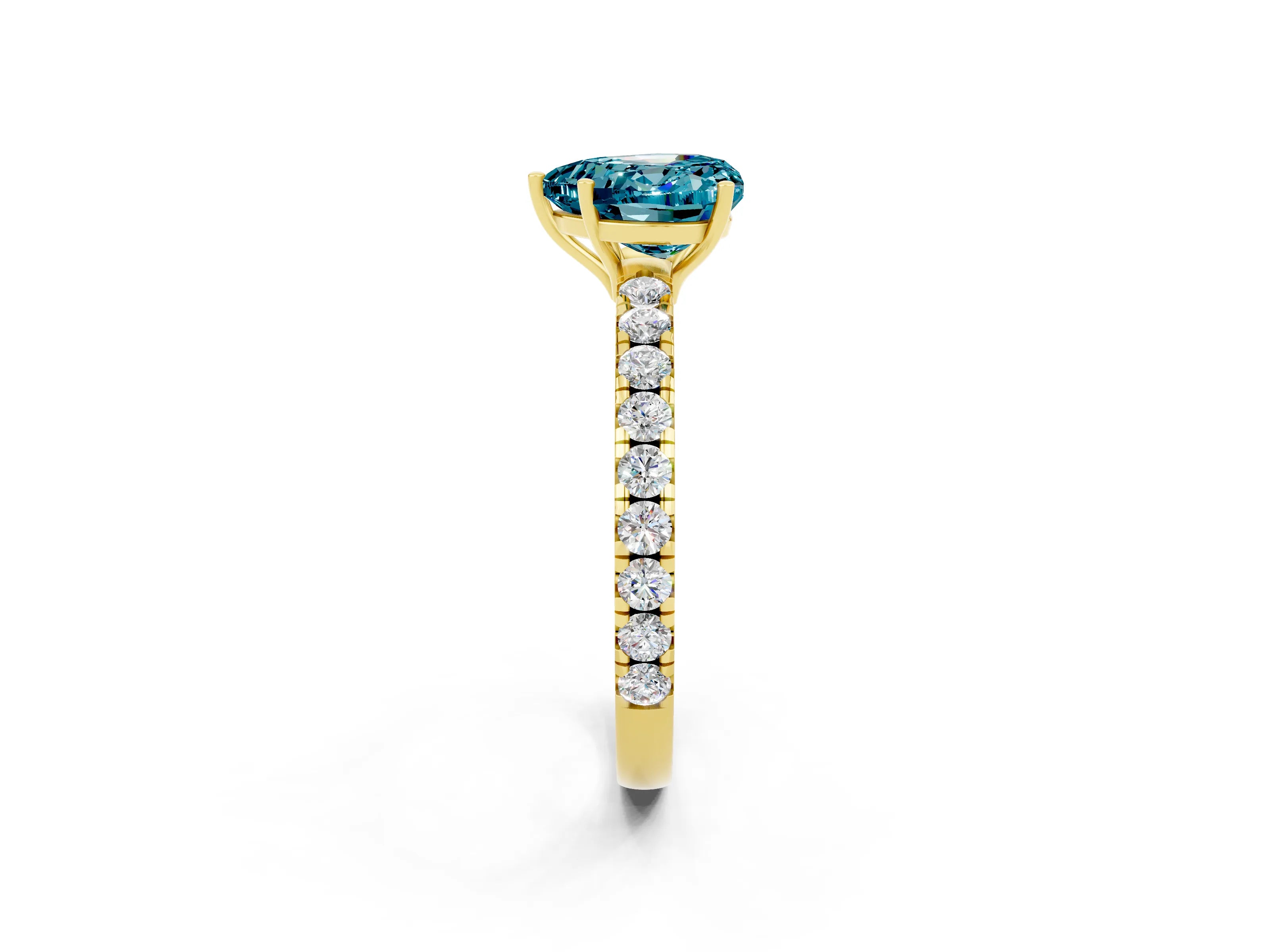 Yellow gold Heart Cut Blue Topaz Pavé Solitaire Engagement Ring with Four-Prong Setting_14