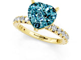 Yellow gold Heart Cut Blue Topaz Pavé Solitaire Ring with Round Band and Prong Setting_25