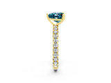 Yellow gold Heart Cut Blue Topaz Pavé Solitaire Ring with Round Band and Prong Setting_26