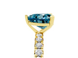 Yellow gold Heart Cut Blue Topaz Pavé Solitaire Ring with Round Band and Prong Setting_29