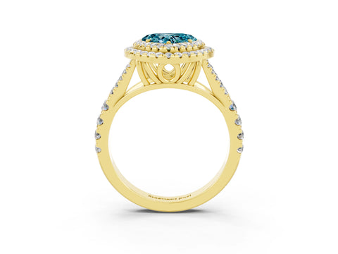 Yellow gold Heart Cut Blue Topaz Pavé Split Shank Double Halo Engagement Ring_3