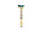 Yellow gold Heart Cut Blue Topaz Pave Band Solitaire Ring with Four-Prong Setting_38