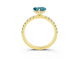 Yellow gold Heart Cut Blue Topaz Pave Band Solitaire Ring with Four-Prong Setting_39
