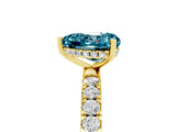 Yellow gold Heart Cut Blue Topaz Pave Band Solitaire Ring with Four-Prong Setting_41