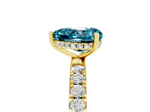 Yellow gold Heart Cut Blue Topaz Pave Band Solitaire Ring with Four-Prong Setting_41