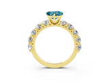 Yellow gold Heart Cut Blue Topaz Prong Setting with Side Stones on a Pave Band_3
