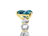 Yellow gold Heart Cut Blue Topaz Prong Setting with Side Stones on a Pave Band_5