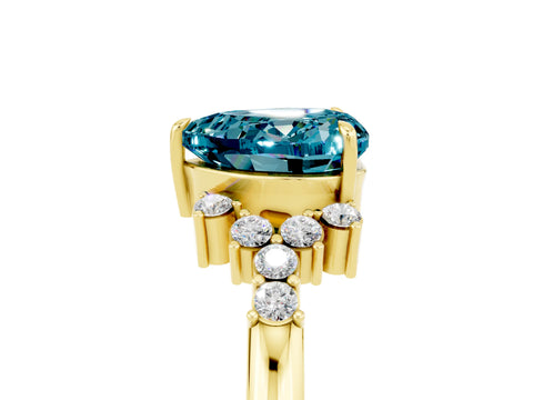 Yellow gold Heart Cut Blue Topaz Ring with Side Stones and Four-Prong Setting_41