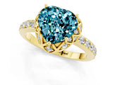 Yellow gold Heart Cut Blue Topaz Scalloped Halo Engagement Ring with Round Shared Prong Band_25