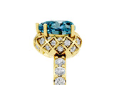 Yellow gold Heart Cut Blue Topaz Scalloped Halo Engagement Ring with Round Shared Prong Band_29