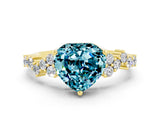 Yellow gold Heart Cut Blue Topaz Scattered Round Accent Ring with Prong Setting_12