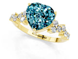 Yellow gold Heart Cut Blue Topaz Scattered Round Accent Ring with Prong Setting_13
