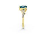 Yellow gold Heart Cut Blue Topaz Scattered Round Accent Ring with Prong Setting_14