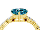 Yellow gold Heart Cut Blue Topaz Scattered Round Accent Ring with Prong Setting_16