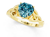 Yellow gold Heart Cut Blue Topaz Solitaire Celtic Knot Ring with Four-Prong Setting_13