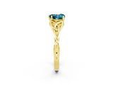 Yellow gold Heart Cut Blue Topaz Solitaire Celtic Knot Ring with Four-Prong Setting_14