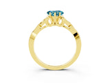 Yellow gold Heart Cut Blue Topaz Solitaire Celtic Knot Ring with Four-Prong Setting_15