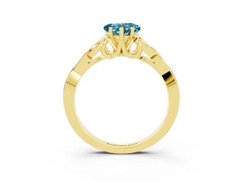 Yellow gold Heart Cut Blue Topaz Solitaire Celtic Knot Ring with Four-Prong Setting_15
