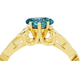 Yellow gold Heart Cut Blue Topaz Solitaire Celtic Knot Ring with Four-Prong Setting_16