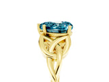 Yellow gold Heart Cut Blue Topaz Solitaire Celtic Knot Ring with Four-Prong Setting_17