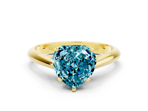 Yellow gold Heart Cut Blue Topaz Solitaire Engagement Ring with Cathedral Setting and Four-Prong Mount_12