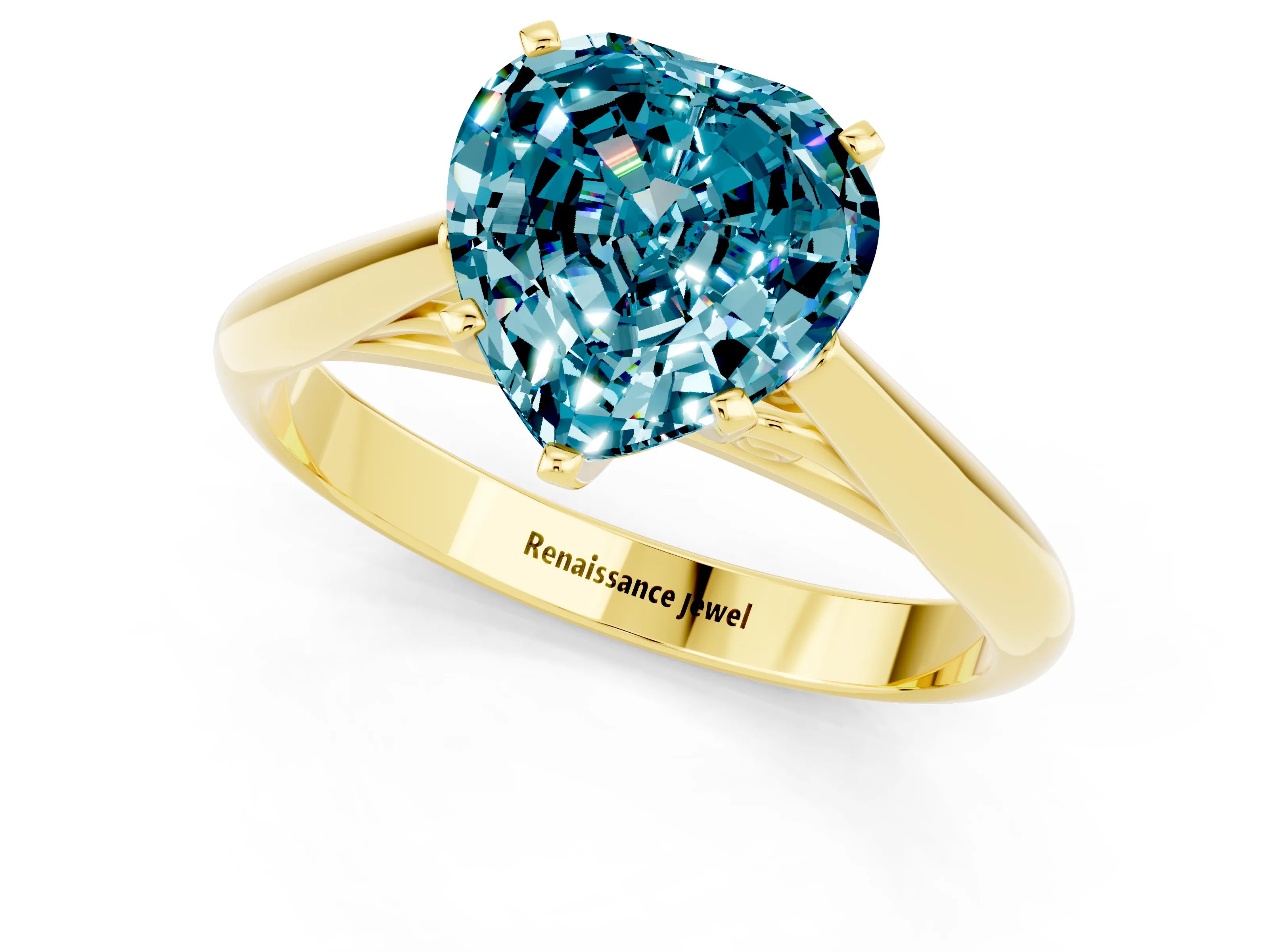 Yellow gold Heart Cut Blue Topaz Solitaire Engagement Ring with Cathedral Setting and Four-Prong Mount_13