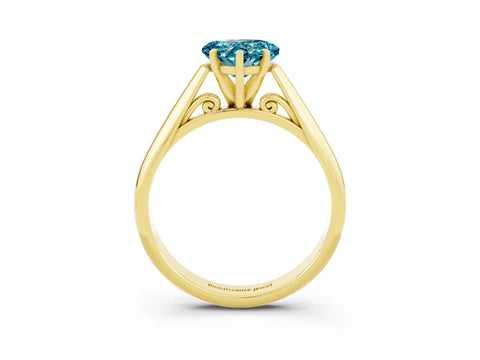Yellow gold Heart Cut Blue Topaz Solitaire Engagement Ring with Cathedral Setting and Four-Prong Mount_15
