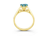 Yellow gold Heart Cut Blue Topaz Solitaire Engagement Ring with Cathedral Setting and Four-Prong Mount_27