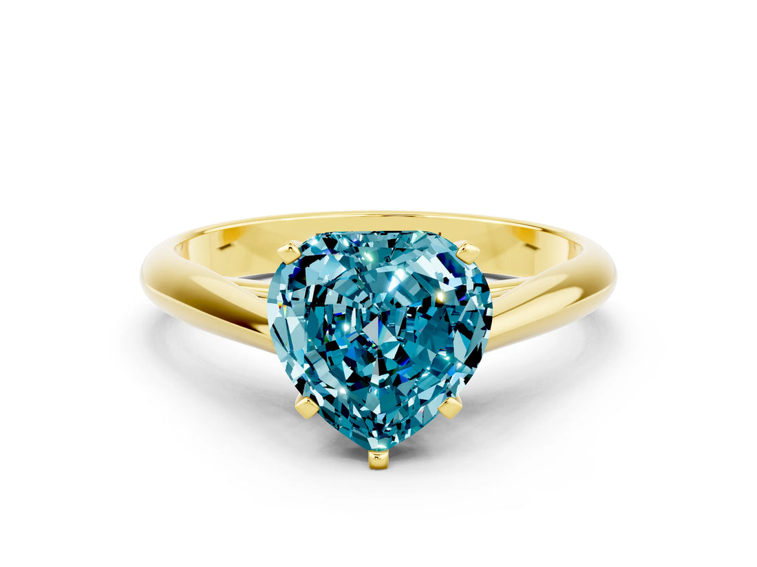 Yellow gold Heart Cut Blue Topaz Solitaire Engagement Ring with Cathedral Setting and Four-Prong Mount_30