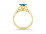 Yellow gold Heart Cut Blue Topaz Solitaire Engagement Ring with Cathedral Setting and Four-Prong Mount_33
