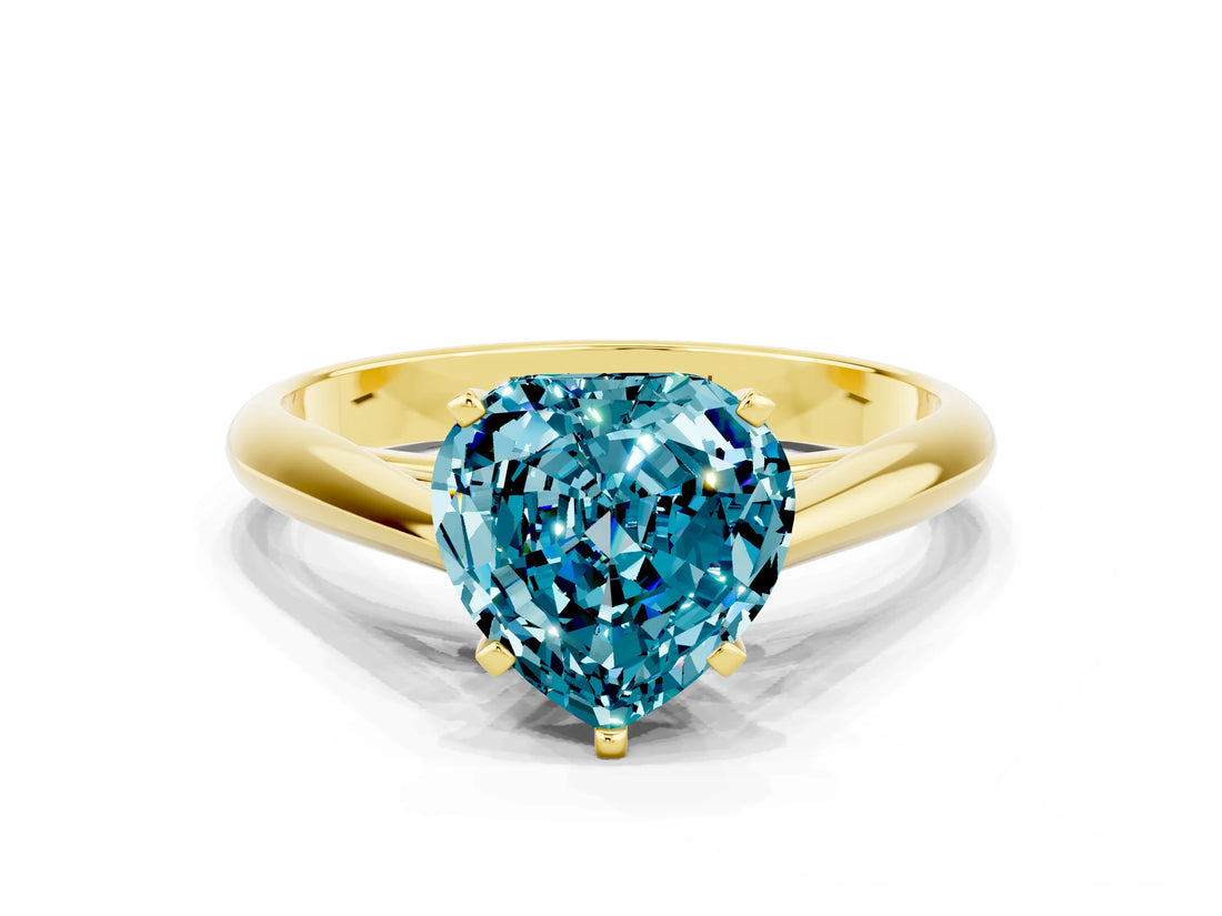 Yellow gold Heart Cut Blue Topaz Solitaire Engagement Ring with Cathedral Setting and Four-Prong Mount_66