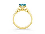 Yellow gold Heart Cut Blue Topaz Solitaire Engagement Ring with Cathedral Setting and Four-Prong Mount_69