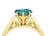 Yellow gold Heart Cut Blue Topaz Solitaire Engagement Ring with Cathedral Setting and Four-Prong Mount_70