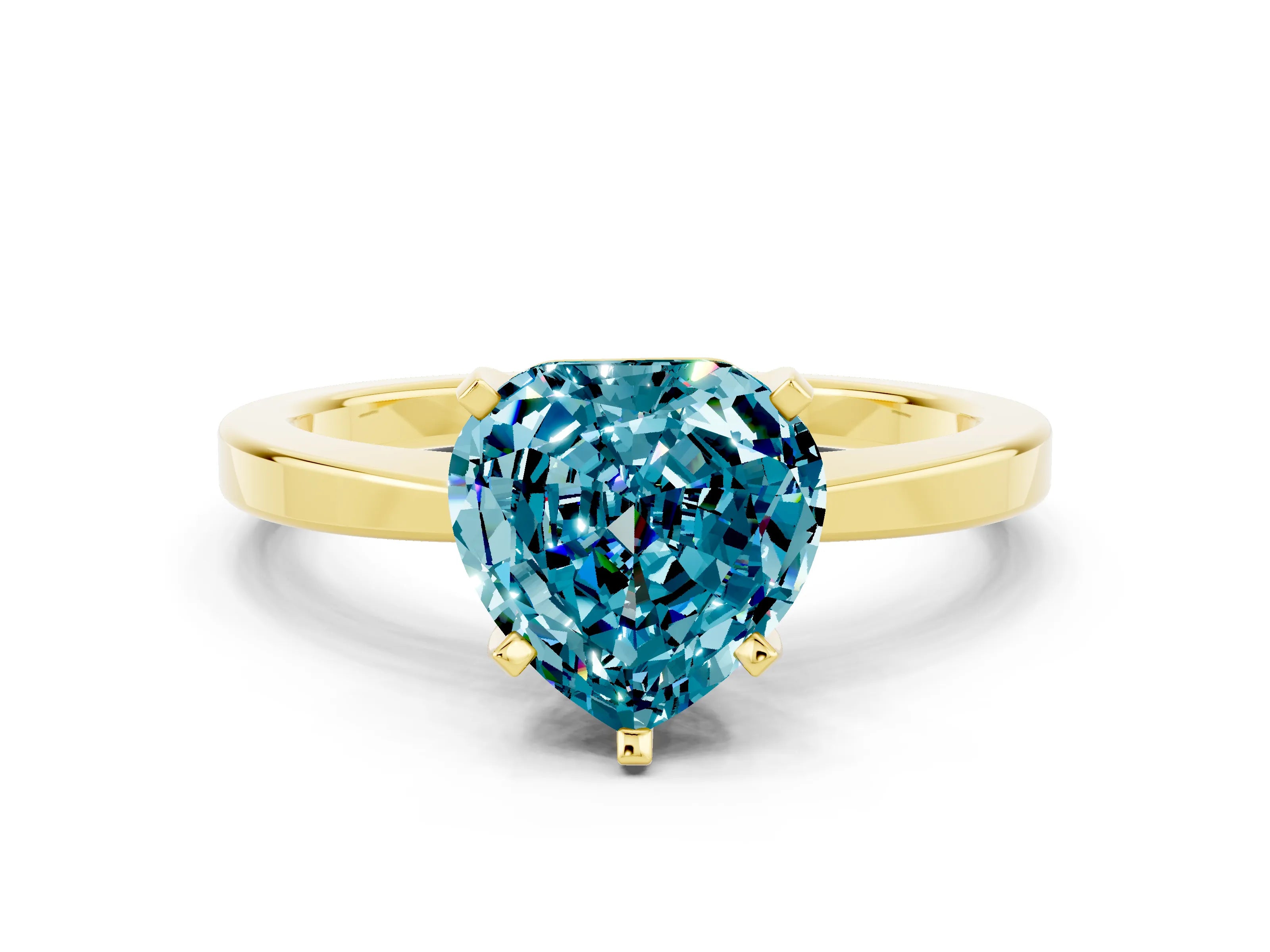 Yellow gold Heart Cut Blue Topaz Solitaire Engagement Ring with Classic Band and Four-Prong Setting_24