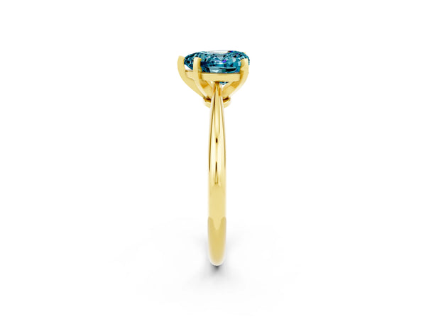 Yellow gold Heart Cut Blue Topaz Solitaire Engagement Ring with Classic Band and Four-Prong Setting